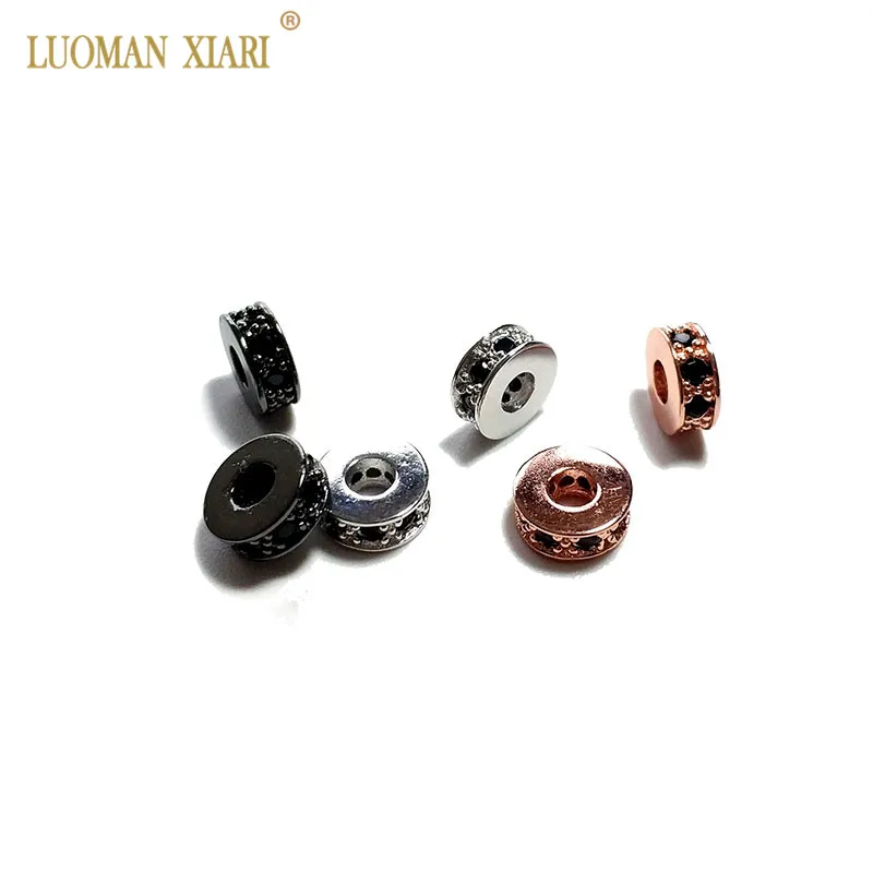 

Wholesale 5pcs Black Zircon Round Copper Beads fit DIY Bracelet Necklace CZ Spacer Beads Charms Pendant for Jewelry Making 8mm
