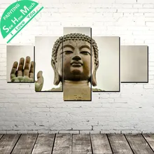 дешево! 5 Шт. Скульптура Будды Wall Art Холст Плакат и Печать Холст Картины Декоративные Картины для Лучший!