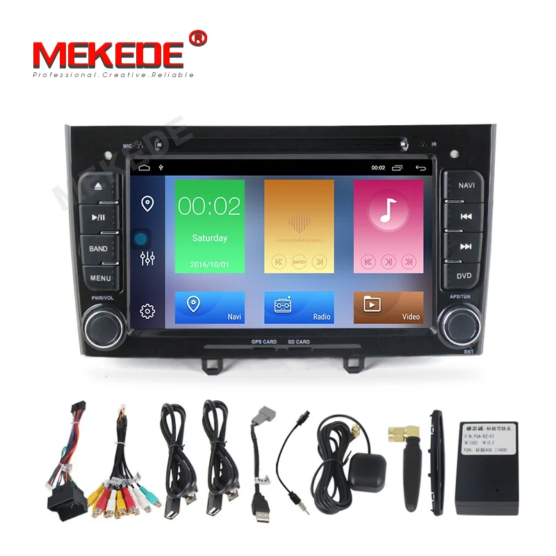 Sale MEKEDE Android 9.1 Quad Core Car DVD Player GPS Navigation for Peugeot 408 308 308SW Audio Radio Stereo 2G RAM 32G Rom 1