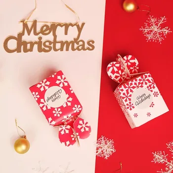 

New 10.2*8.6*9.2cm 12pcs merry Christmas red Paper Box for cookie candy sweet party gift packaging Storage Boxes