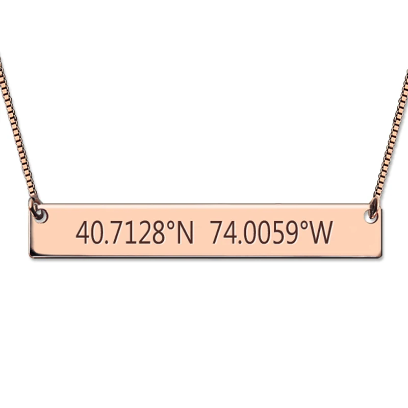 Buy AILIN Rose Gold Color Engraved Coordinates Bar