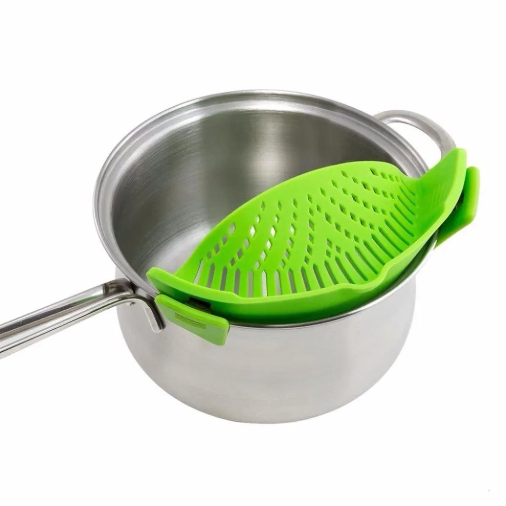 

Free Shipping Food Strainer,Muxika Fashion New Kitchen Extras Silicone No-hands No-Fuss Clip-On Snap Strainer Clip Colander(342)