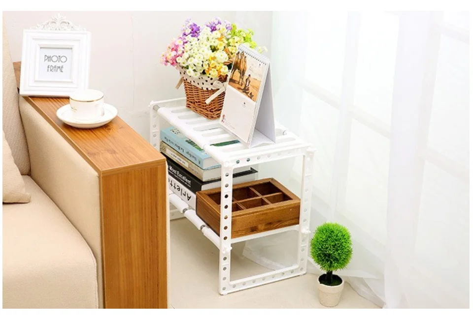 Adjustable Rack Shelf Diy Kitchen Rack Stainless Steel Pan Rack Plastic Bathroom Kitchen Organizer And Storage RackShelf Tools  (9)
