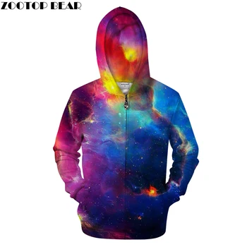

Galaxy Space Zip Hoodies Sweatshirts Men Tracksuits 3d Printed Pullover Unisex Zipper Clothing Mens Hoody Drop Ship ZOOTOP BEAR