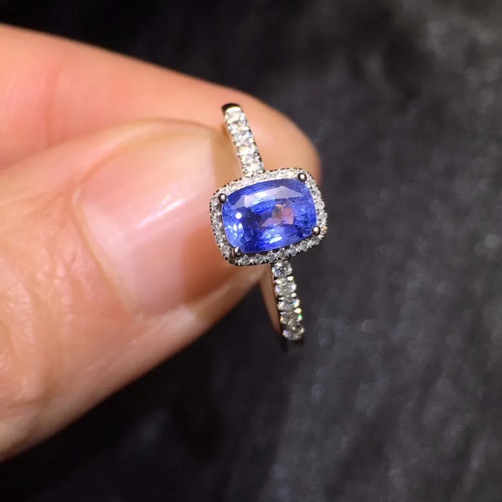 

Fine Jewelry GFCO Real 18K Yellow Gold 100% Natural Unheat Blue Sapphire 0.81ct Gemstones Sapphire Diamonds Female Wedding Rings