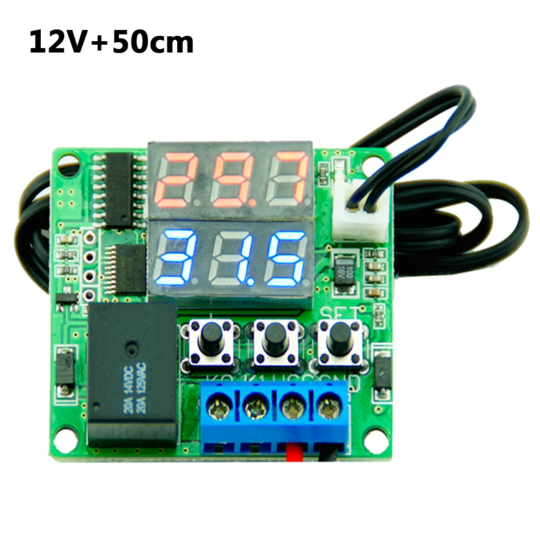 DC 12 В двойной светодиодный термостат с цифровым дисплеем 1 шт. контроль температуры Лер регулятор переключатель реле управления NTC модуль датчика - Цвет: 12V 50CM