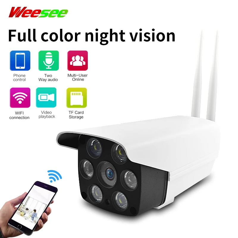 Weesee 1080P wifi Смарт полноцветный встроенный микро Пуля Открытый водонепроницаемый облачный хранения IP CCTV камера