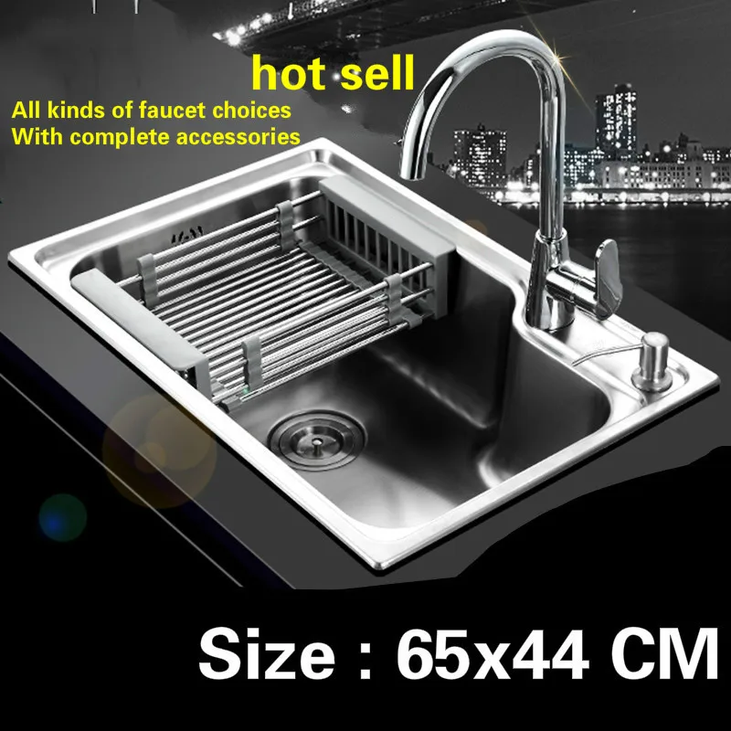 

Free shipping Household kitchen sink small durable 0.8 mm 304 stainless steel hot sell 650x440 MM