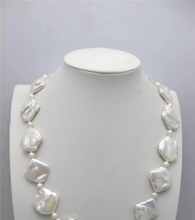 

>@@@@@ White box Freshwater pearl Necklace 21"Strand/String"Handmade"Alloy a -Top quality free shipping