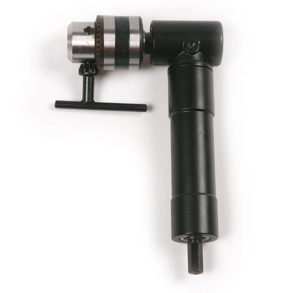 

1PC 13.5*9.5cm 90 Degree Right Angle Keyless Chuck Impact Drill Adapter Clamping Range 1.5-10mm With 6.5mm Key Hole Adaptor