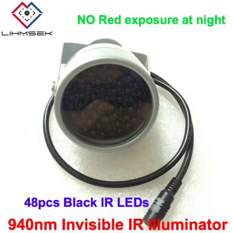 Lihmsek Small CCTV IR illuminator Lamp no red exposure 940nm Invisible Light Black Light