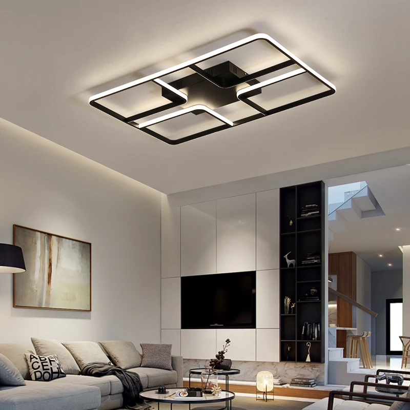cheap White Black modern frame LED ceiling light for living room bedroom dining luminaires for teto Led home lighting fixture