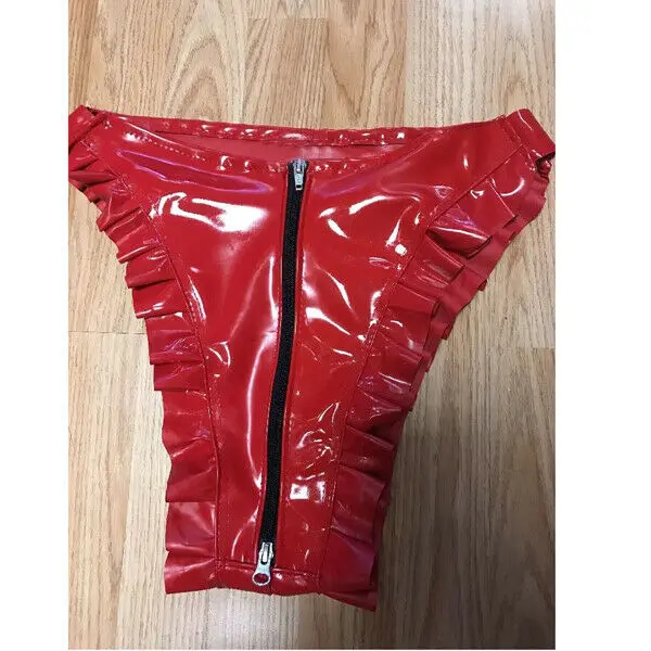 Горячая Распродажа латекса женские красные шорты с черной молнией 0,4 мм Размер S-XXL