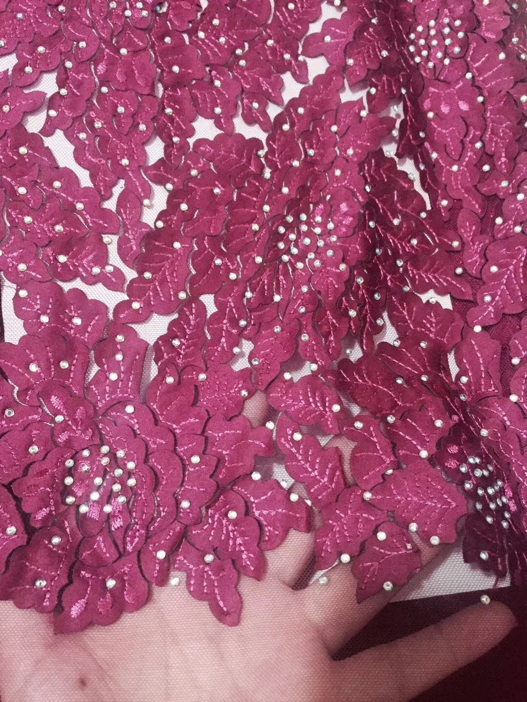 

2019 High quality african french 3d lace fabric stones Embroidered African Guipure French Lace Fabric for party dresses CD2435