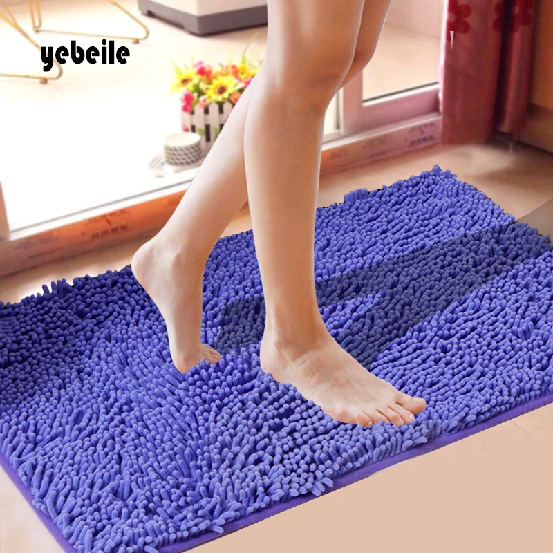 

Yebeile Solid Carpet Chenille Modern Non-Slip Rug Absorbent Bath Mat For Bathroom Bedroom kitchen machine washable