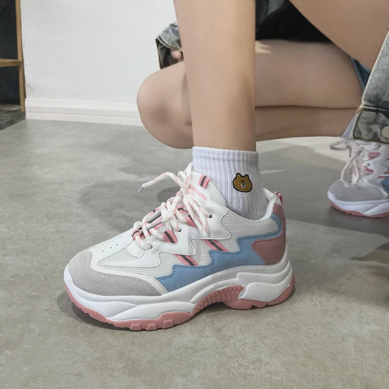 Sports summer Women Running Shoes Comfortable Woman Chunky Sneakers Ladies Colorful Trainers White Pink Chaussure Femme N4-06 Sports summer Women Running Shoes Comfortable Woman Chunky Sneakers Ladies Colorful Trainers White Pink Chaussure Femme N4-06