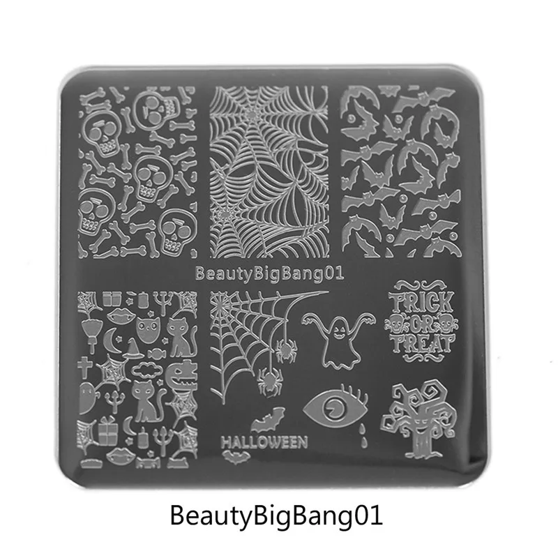 BeautyBigBang штамповки ногтей пластины 6 стилей 6*6 см квадратная Рождественская снежинка шаблон DIY 3D стемпинг для украшения ногтей Stamper пластины