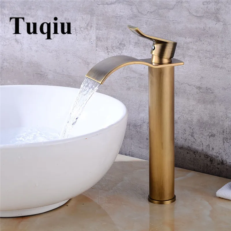 

Basin Faucet Waterfall Bathroom Faucet Single handle Basin Mixer Tap Bath Antique Faucet Brass Sink Water Crane