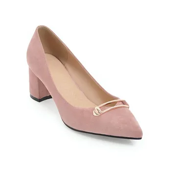 

High heel fashion pointed female in the spring of 2018 the new thick with shallow mouth 40-43 shoes 18119
