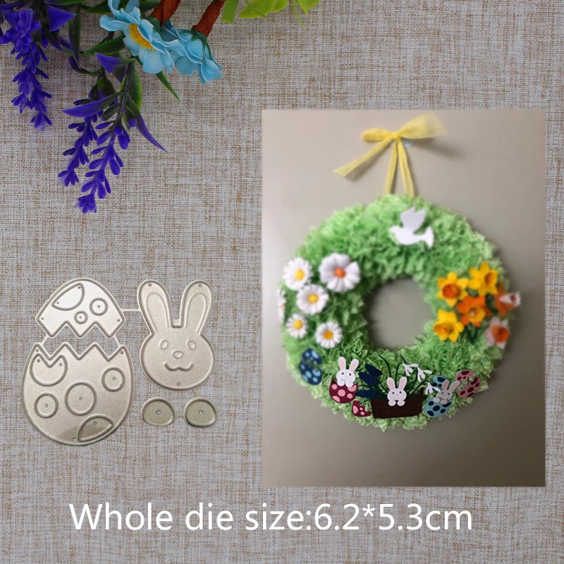

2019 New Arrival Cute Rabbit Eggshell Cutting Dies Stencil DIY Scrapbook Embossing Decor Paper Card Knife Mould Craft 62x53mm