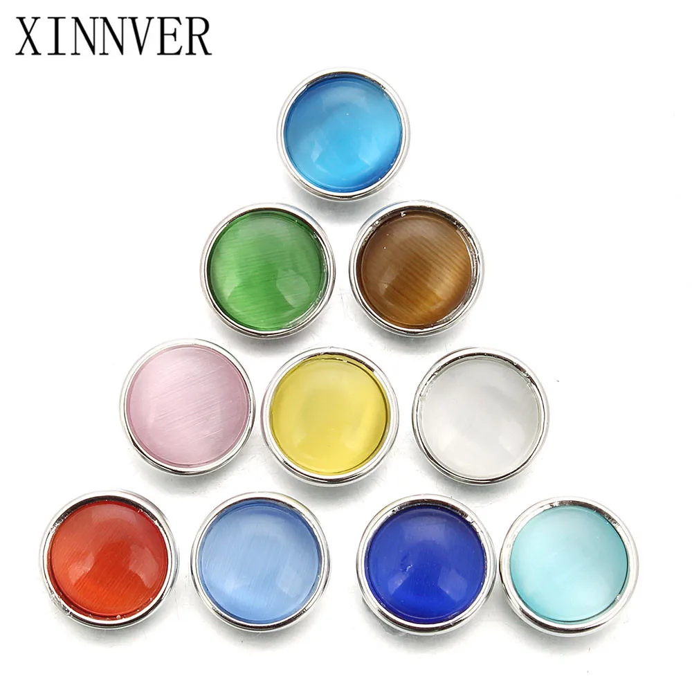 

10pcs/lot Mixed 12MM 100% Cat's Eye Stone Snaps Buttons Jewelry Random Fit DIY Snaps Bracelets Accessories wholesale Women
