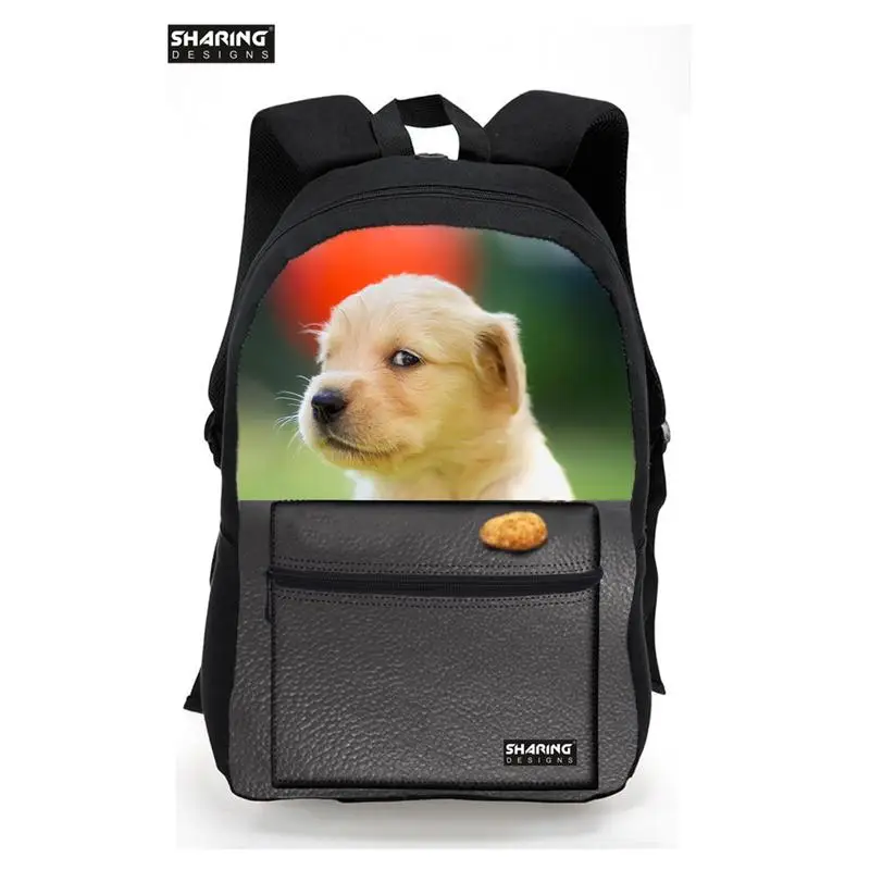 Preppy Women Canvas Backpacks 3D Cute Cat Dog Printing Backpack Children School Bagpack Teenagers Boys Travel