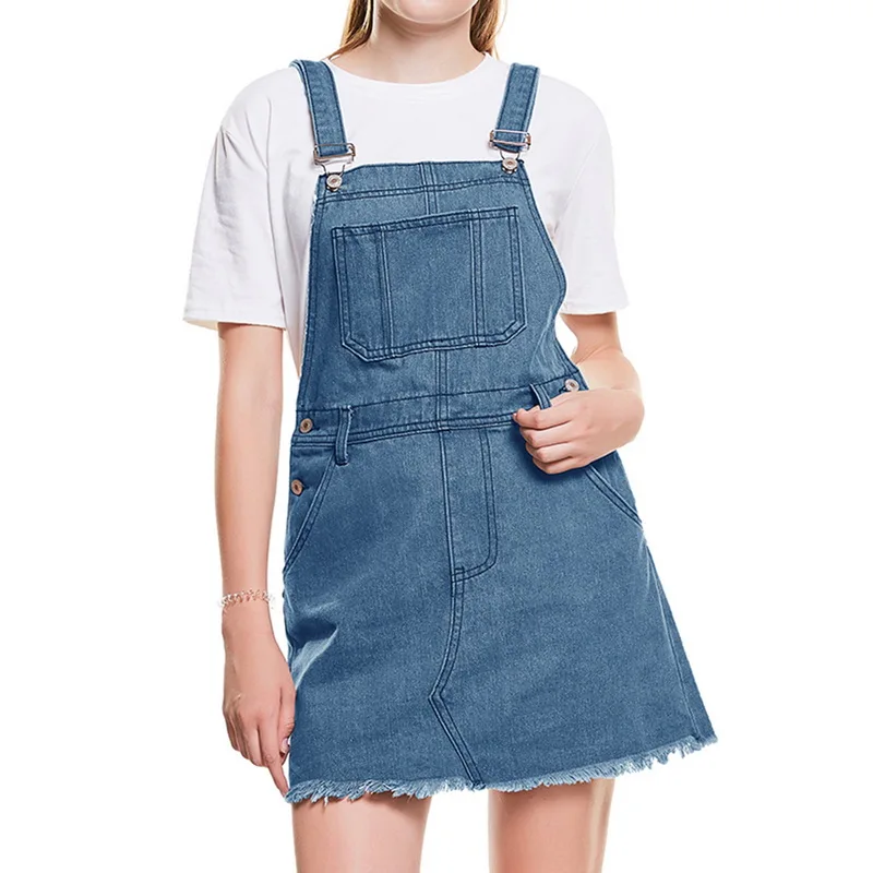 Heflashor летняя Модная Джинсовая юбка Женская Повседневная тонкая короткая юбка с карманами уличный стиль джинсовые комбинезоны короткие комбинезоны - Цвет: Blue
