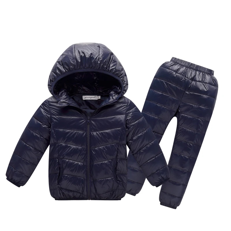 

Kids winter clothing sets for 3-10Y boys and girls hooded 90% white duck down coat+trousers snow warm children Clothes suits