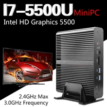 Безвентиляторный Intel I7 5500U Mini PC Windows 10 Настольный Компьютер КНУ Pocket PC barebone системы Неттоп Бродуэлла HD5500 Графический 4 К wi-fi