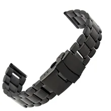 Ремешок для часов 18 мм 20 мм 22 мм 24 мм мужской wo мужской s черный ремешок из нержавеющей стали Браслет Двойная пряжка-регулятор застежка