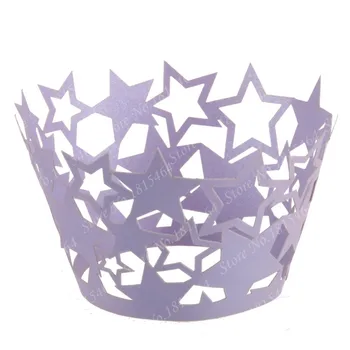 

60pcs Laser Cut Star Cupcake Wrappers Baking Cake Birthday Baby Shower Christening Muffin Cup Cake Cup Mold Party Decoration