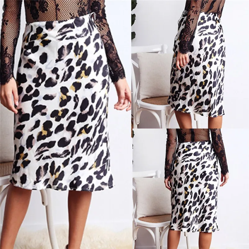 NEW Fashion 2018 style skirts womens Leopard Print High Waist Lady Sexy Casual Cocktail Club Long Skirt Femme Saia S28#N (4)