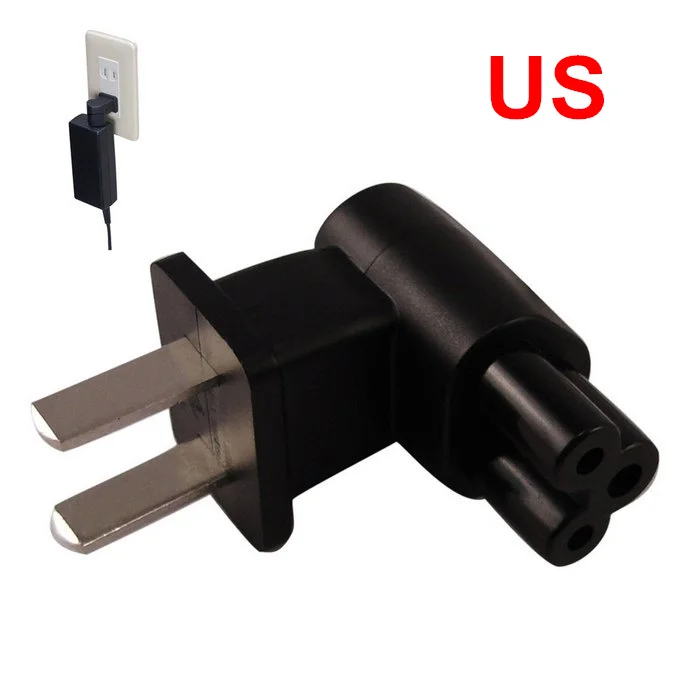 

USA 1-15P SAA Male to IEC C5 3pin Female Right Angled Travel socket plug Adapter Adaptor for Laptop Notebook
