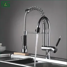Flg frühling stil küchenarmatur hand spray chrome guss deck montiert 3-function wasser outlet drehbare spültischarmatur 3763c