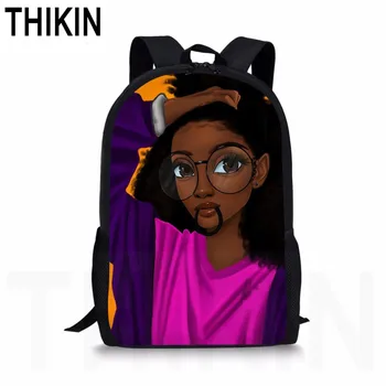 

THIKIN African Backpack South African Black Girls Printing School Bag Kids Cute Book Bag Teenager Girls Schoolbag Travel Mochila