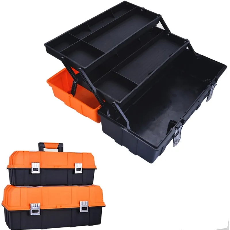 Comprar Caja de herramientas de plástico de 17 pulgadas y 19 pulgadas, caja de almacenamiento de múltiples capas, caja de herramientas para el hogar, caja de reparación de coches multifunción, caja contenedor de herramientas