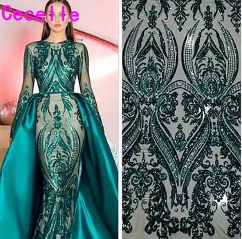

2019 Dark Green Sequins Mermaid Long Evening Dresses With Long Sleeves Over Skirt Women Formal Evening Wear Couture Custom Made