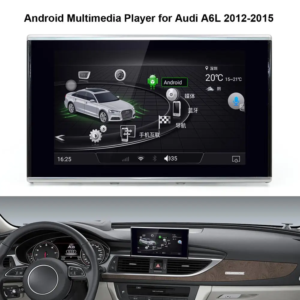 Excellent 8 inch IPS Touch Screen Android Multimedia Player for Audi A6L 2012-2018 with GPS Navigation 1