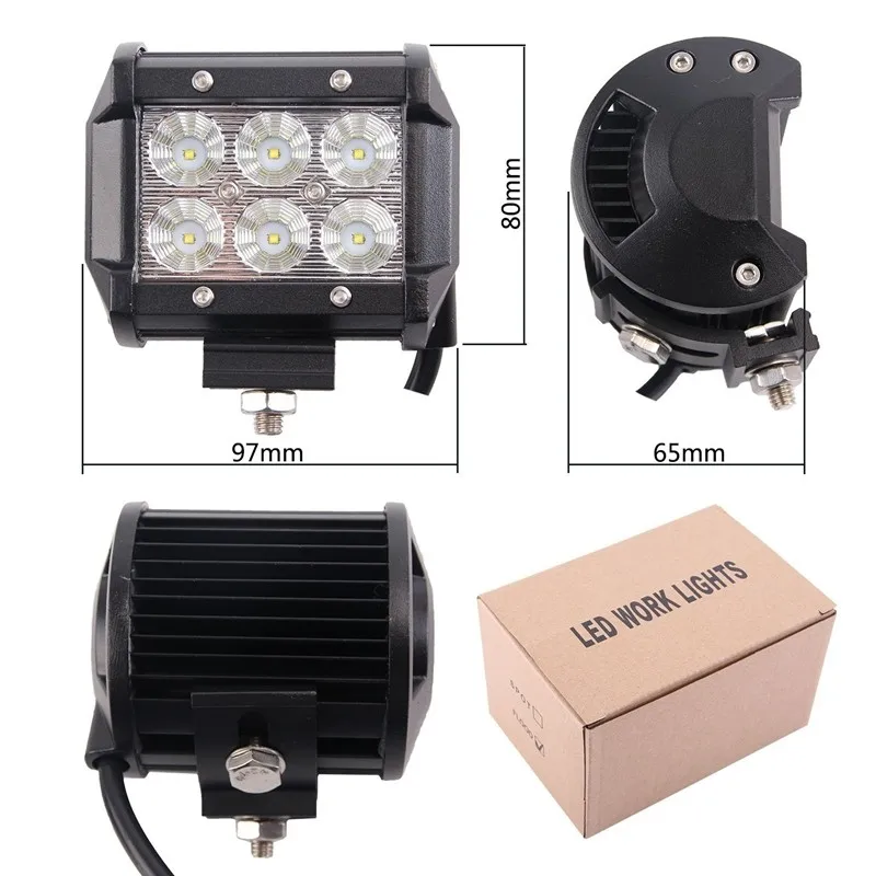 18W CREE Flood LED Pods LED Work Lights Driving Fog Lights for Off-road, Truck, Car, ATV, SUV, Jeepf