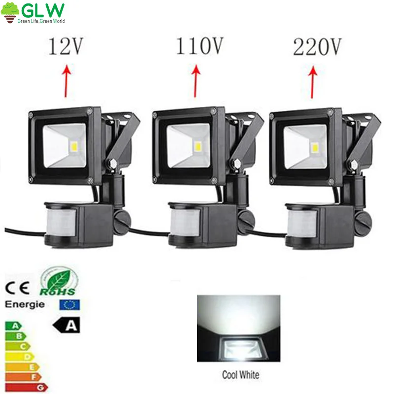 

10W flood light with motion sensor floodlight PIR projecteur led exterieur avec capteur 12V/110V/220V LED projector Cool white