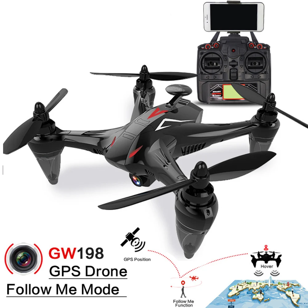 

New GW198 5G WiFi FPV Brushless 200m RC Quadrocopter Helicopter Toy GPS Hover Mini Drones Follow Me Selfie Drone with Camera HD