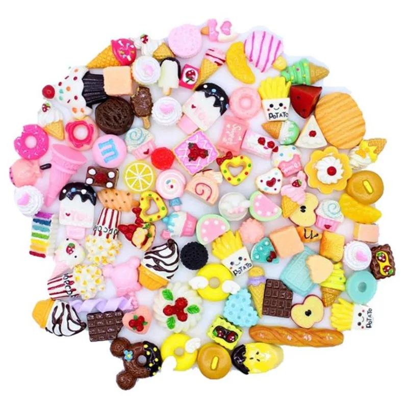 10 шт./лот DIY мини игра еда Торт Печенье пончики куклы ролевые аксессуары для телефонов слизи материал игрушки для кукол аксессуары случайный