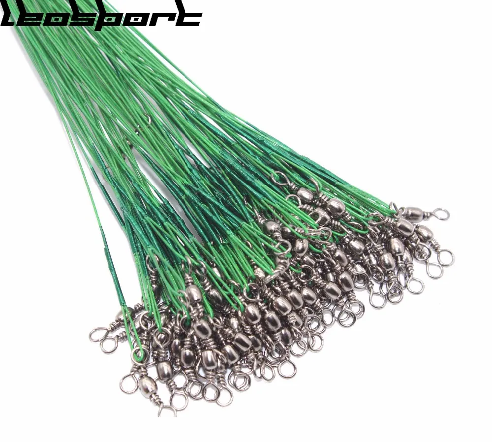 

20Pcs/lot 15cm 20cm 25cm Fishing Line Steel Wire Leader With Swivel Fishing Accessory 2 Color Fishing Wire Olta Leadcore Leash