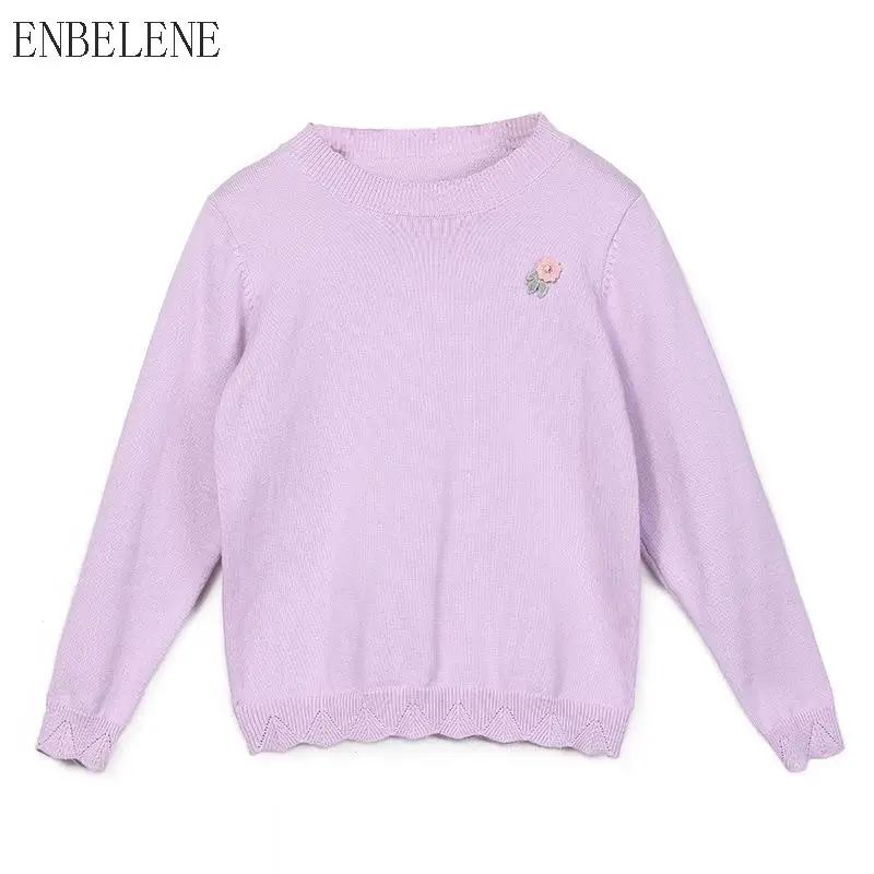 2018 Autumn New Children Cute Pullover Sweaters Purple Cotton