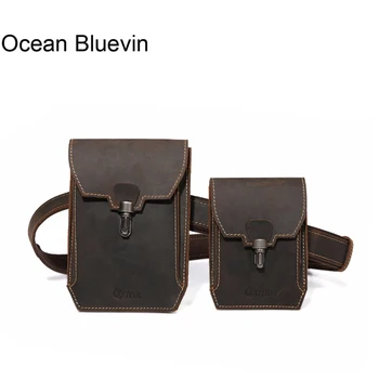 

OCEAN BLUEVIN Genuine Leather Waist Bag Belt Bag for Men Vintage Fanny Pack Double Waist Packs Crossbody Bag Chest Bag for Male