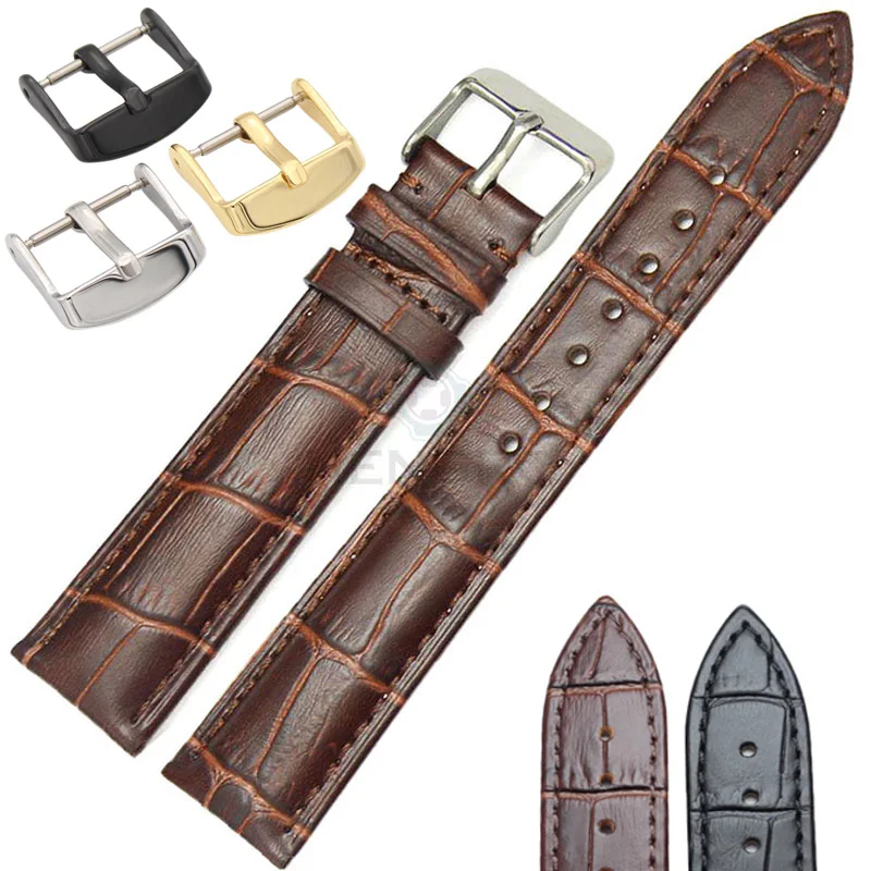 

Soft Durable Watchbands Wholesale 10pcs/Set 18 20 22 24mm 100% Genuine Leather Watch Band Strap Brown Black Belt Watch Accessori