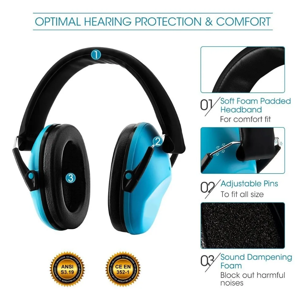 

Kids Anti-noise Earmuffs Hearing Protectors Adjustable Headband Ear Defenders For Baby Soundproof Shooting Ear muffs Safety