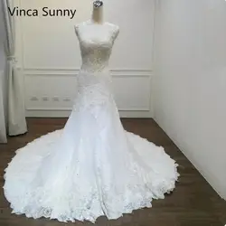 2019 свадебное платье-Русалка Vestidos De Novia Sheer средства ухода за кожей шеи кружево бисер без рукавов индивидуальный заказ невесты платья Robe De