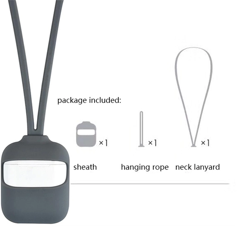 Противоударный силиконовый чехол для Apple AirPods с ремешком на шею и Bluetooth, защитный чехол для Air Pods