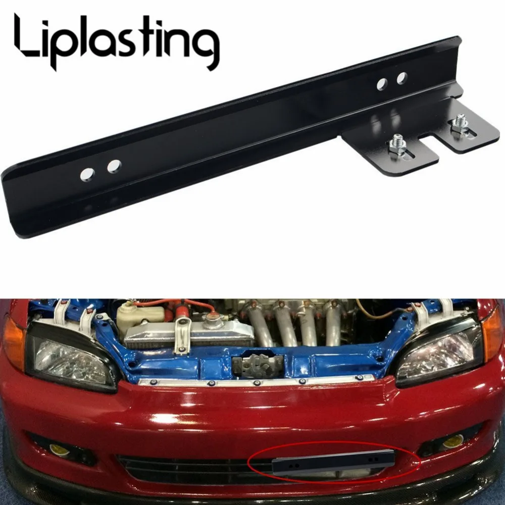 Black Front Bumper License Plate Mount Bracket Relocator Holder Car